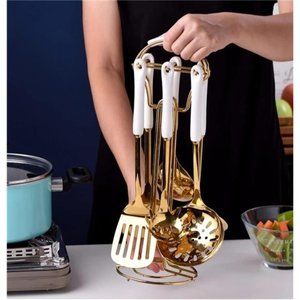 Kitchen | 7 Pcs Set Cooking Utensils Stainless Steel Kitchenware White ...